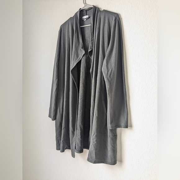 J. Jill Pure Jill Olive Green Open Front Longline Tencel Blend Cardigan Layering - Picture 4 of 11